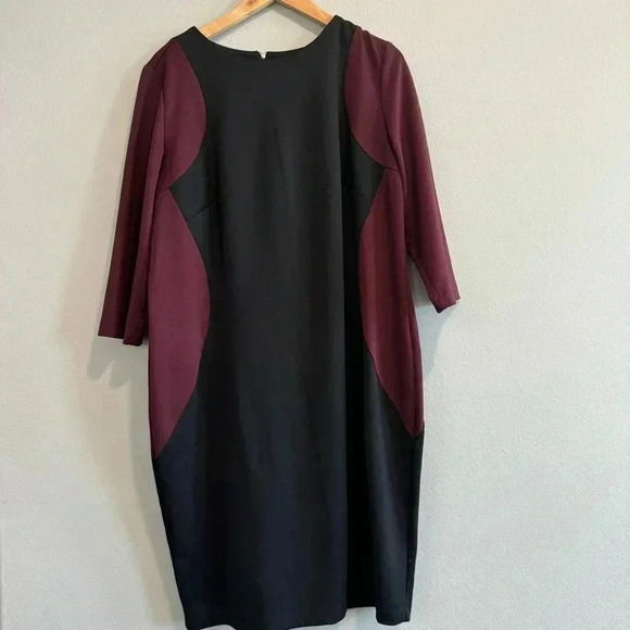 Lane Bryant Colorblock Sheath Dress Career Office Cherry Black 18 - Picture 1 of 4